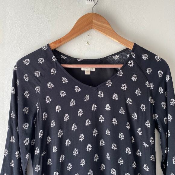 Garnet Hill Bohemian Floral Pocket Dress SZ 2 Drop Waist  Casual Chic Minimalist - Picture 3 of 10